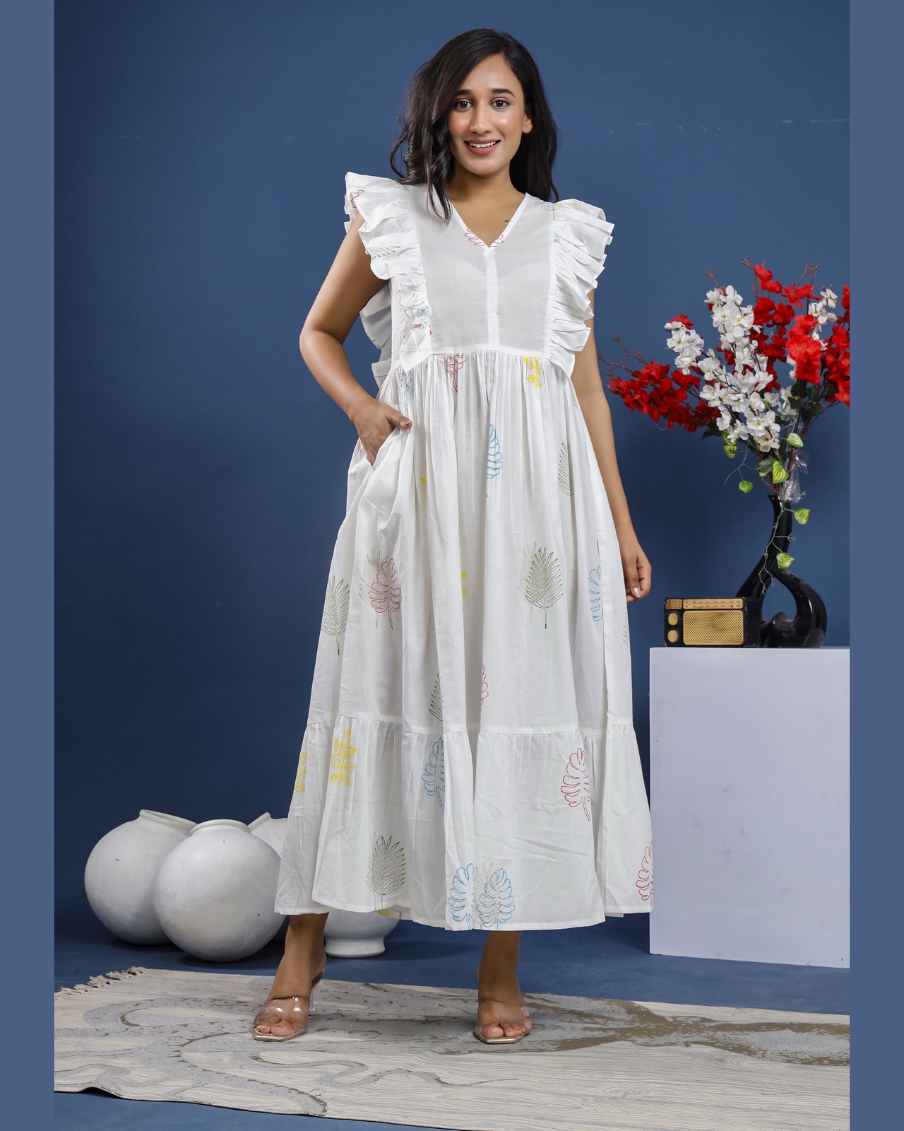 Women hand-block printed cotton dress